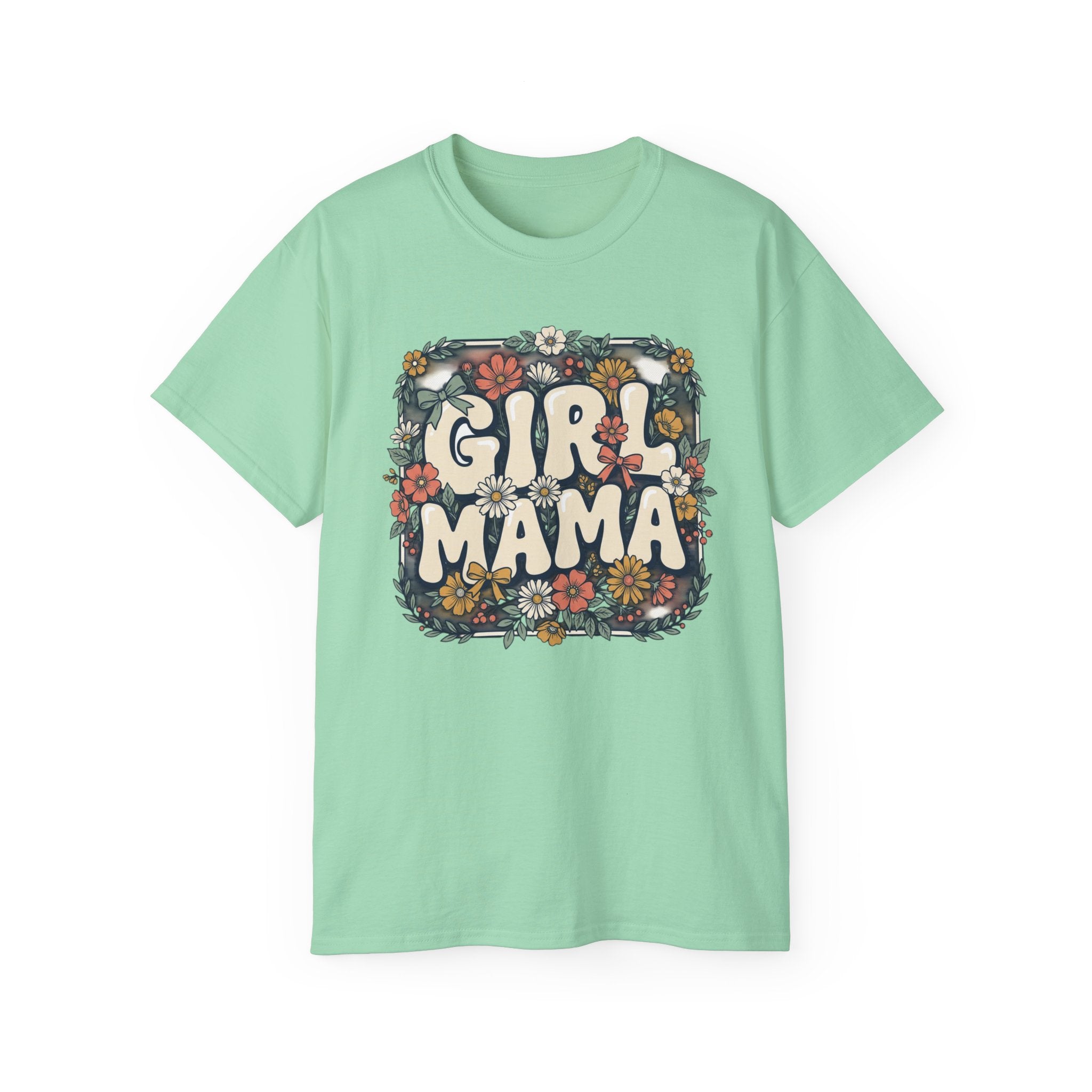 Girl Mama floral retro typography T-Shirt | mom tee