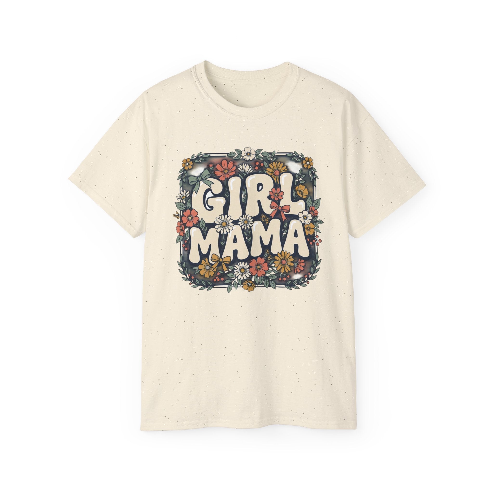 Girl Mama floral retro typography T-Shirt | mom tee
