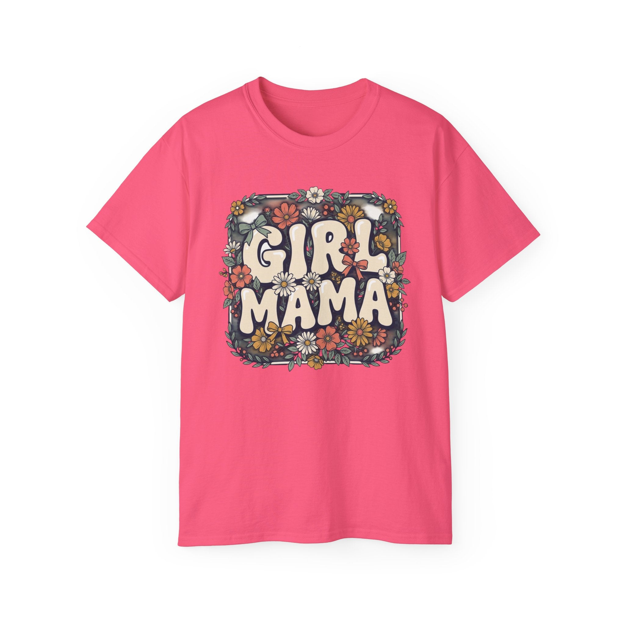 Girl Mama floral retro typography T-Shirt | mom tee