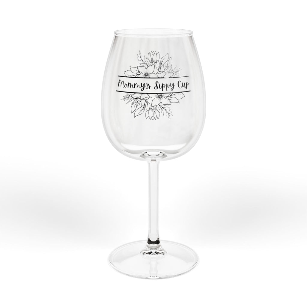 Floral Wreath Monogram Wine Glass 12oz | Personalized Stemmed Glass
