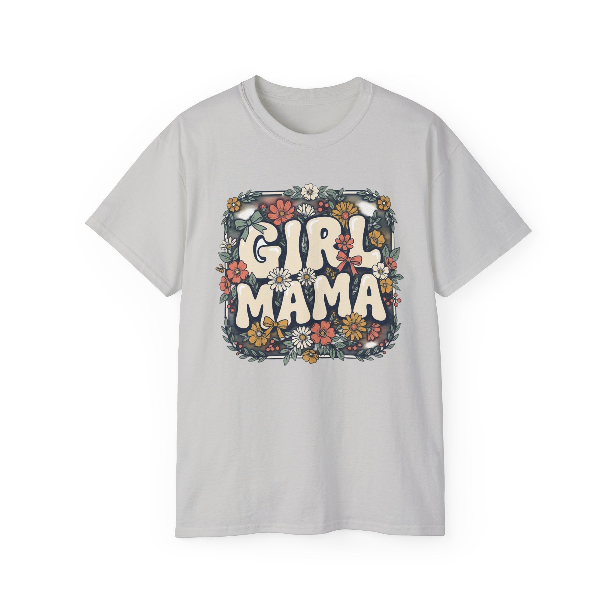 Girl Mama floral retro typography T-Shirt | mom tee
