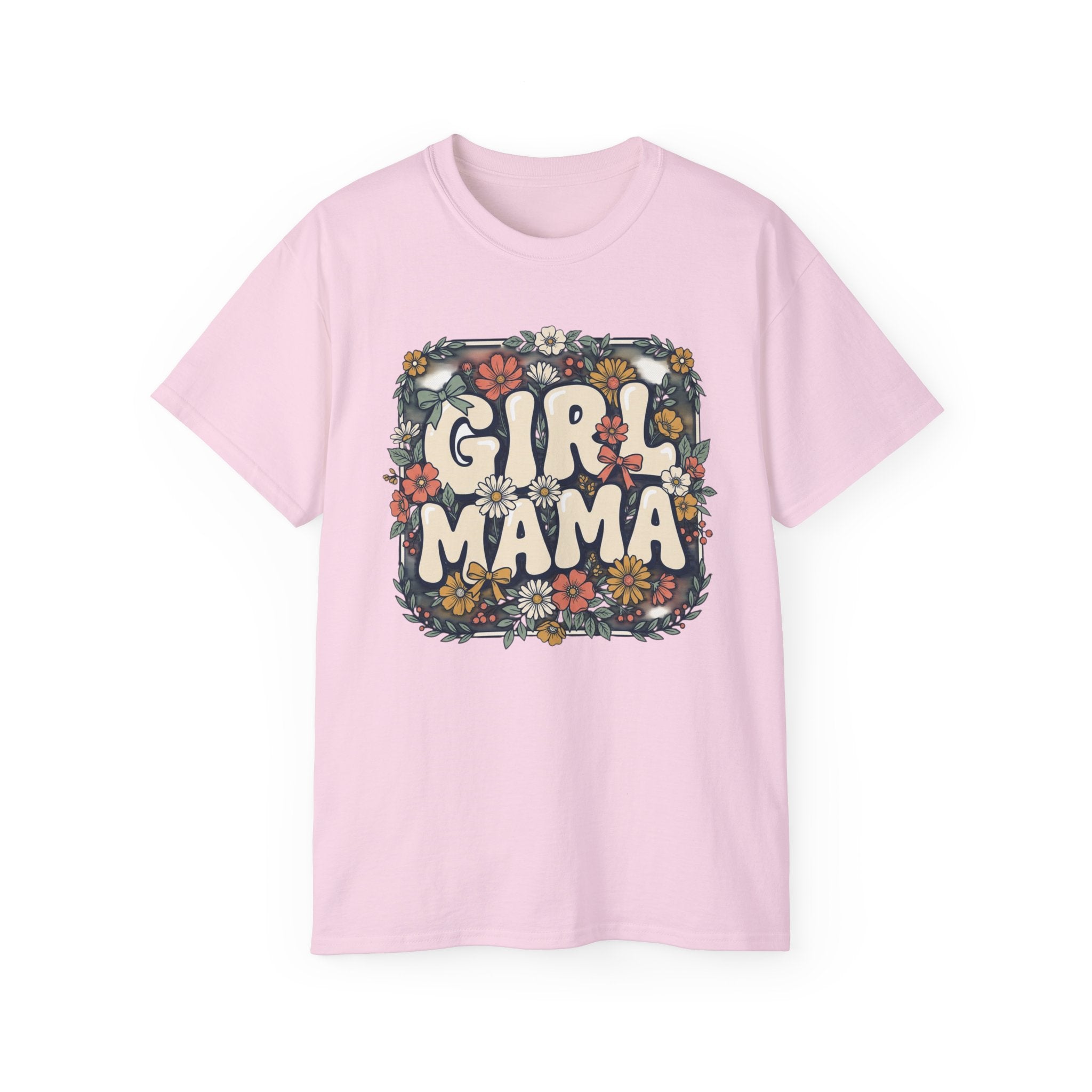 Girl Mama floral retro typography T-Shirt | mom tee