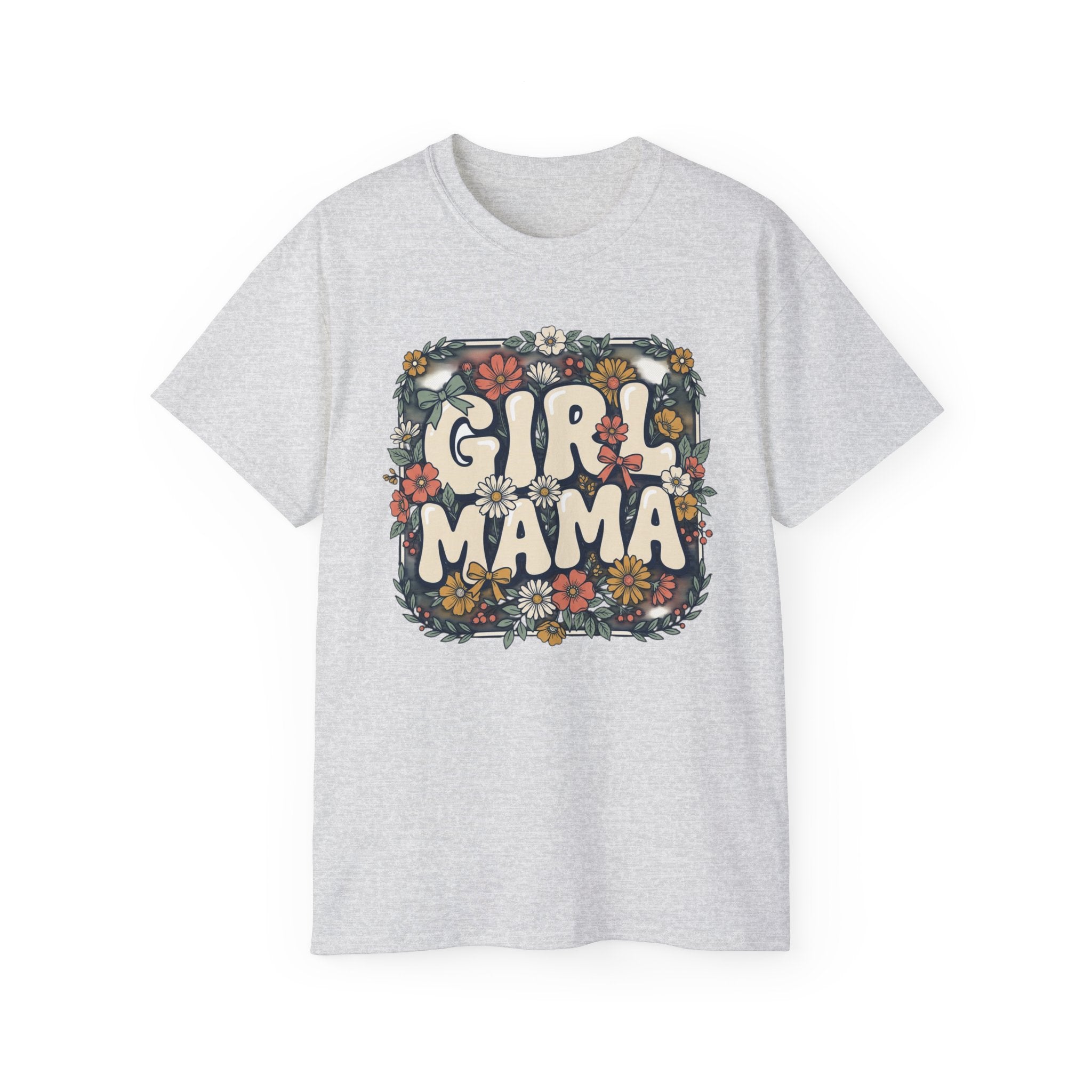 Girl Mama floral retro typography T-Shirt | mom tee