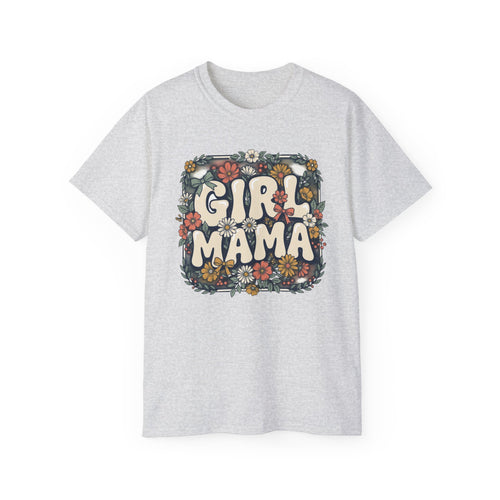 Girl Mama floral retro typography T-Shirt | mom tee
