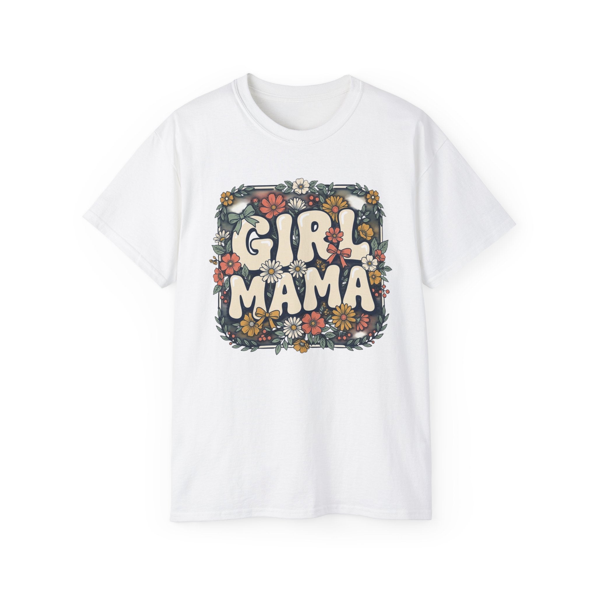 Girl Mama floral retro typography T-Shirt | mom tee