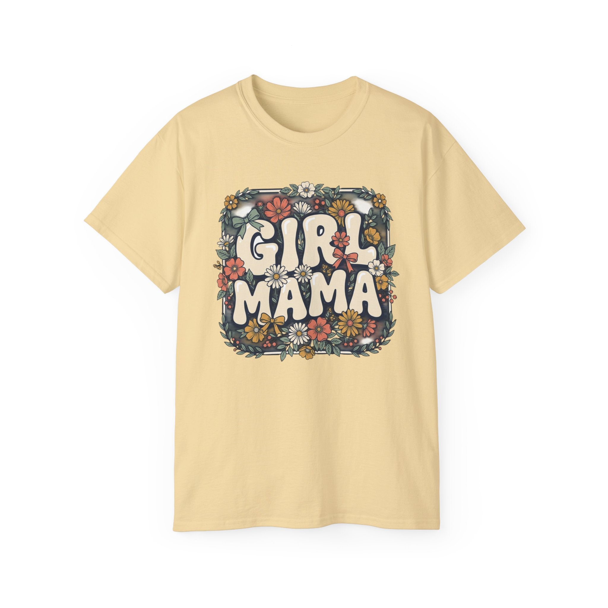 Girl Mama floral retro typography T-Shirt | mom tee