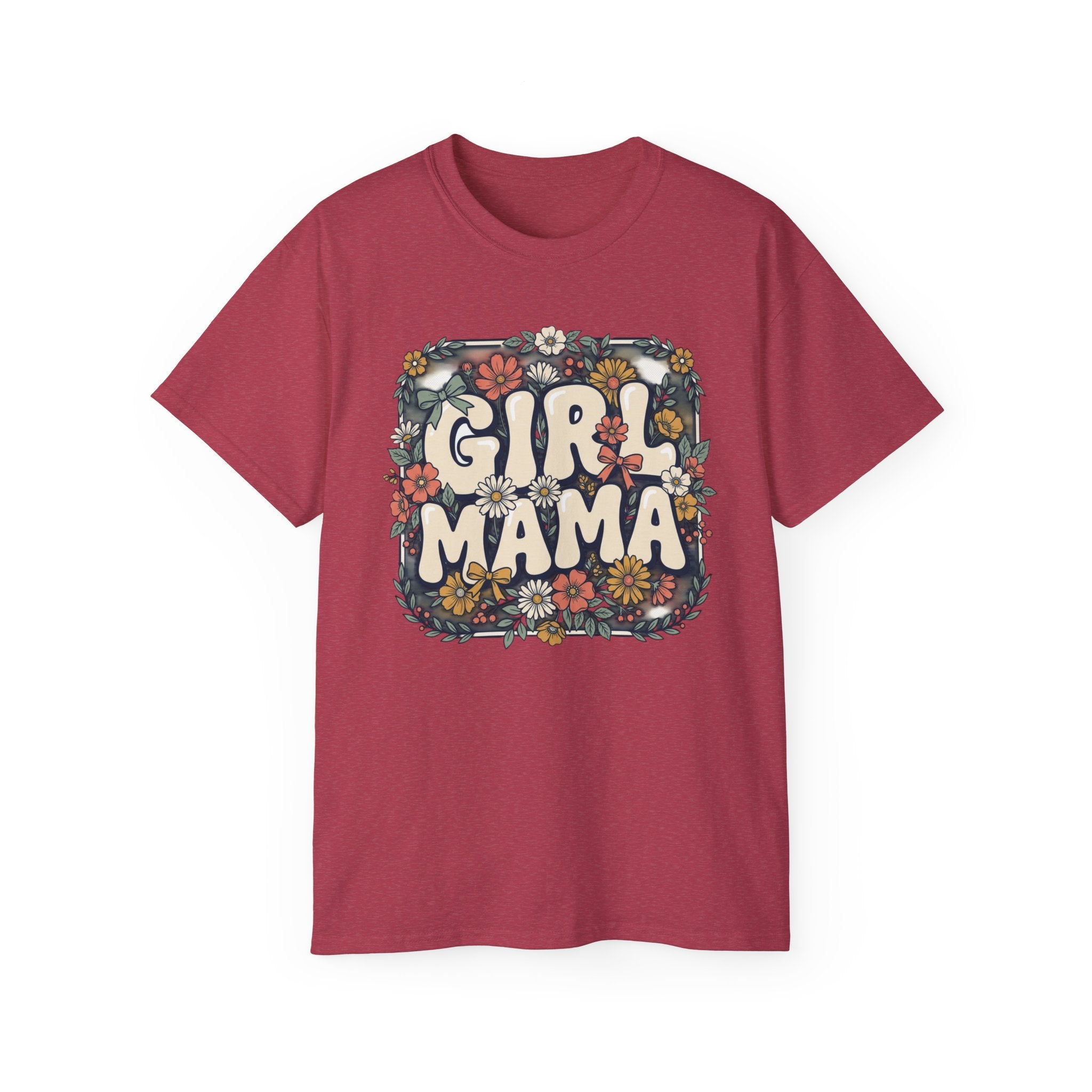 Girl Mama floral retro typography T-Shirt | mom tee